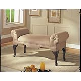 ACME 05629 Aston Microfiber Rolled Arm Bench, Beige Finish