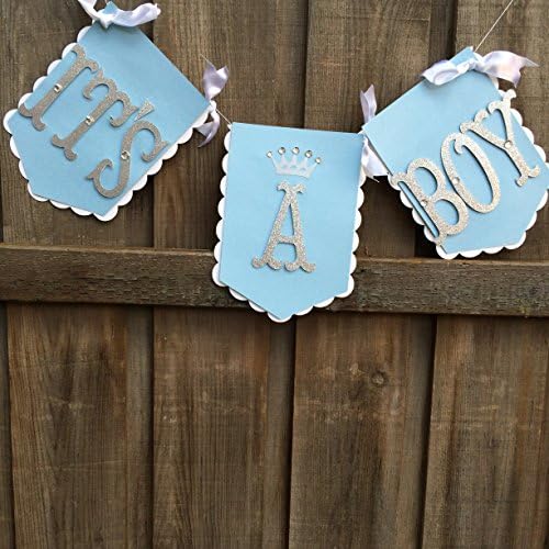 Its a boy royal theme little prince theme baby shower banner light blue/silver