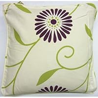 SUPERB FLORAL PLUM PURPLE CREAM 100% COTTON 18' CUSHION COVER PILLOW CASE SHAM