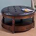 Black Vinyl Occassional Coffee Table Storage Ottoman with storage drawers