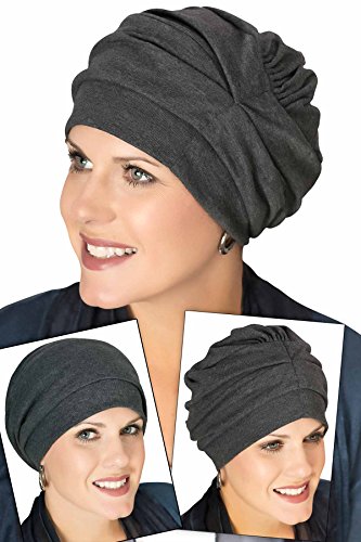 100% Cotton Trinity Turban - 3 Looks in One! Slouchy Chemo Hats for Cancer Patients