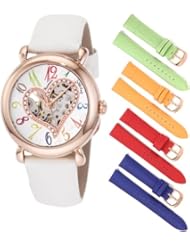 Stuhrling Original Womens 109SW2.1145P2 Amour Aphrodite Cupid Watch Set Automatic skeleton Swarovski Crystal Interchangeable Strap