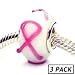 Pacific Beads Silver Plated Glass Beads (3 Pack) - Breast Cancer Awareness