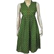 Casual Sundresses for Women, Fine Cotton, Green, Block Print