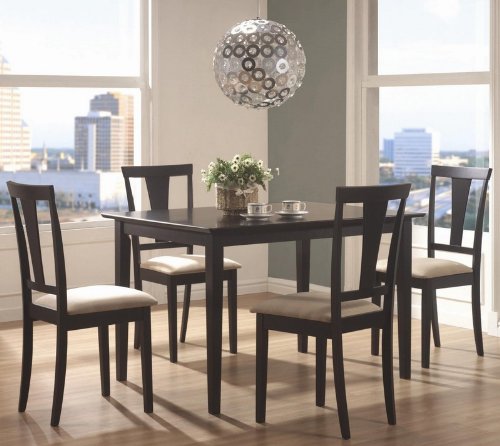 5pc Casual Dining Table and Chairs Set in Black Finish