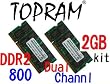 2GB (1GBx2) DDR2 800MHz PC2-6400 Dual Channel SODIMM Memory Kit by TOPRAM