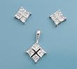 Sterling Silver Pendant and Earrings Set - Clear CZ in Prong Set