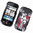 Motorola CLIQ XT (T-Mobile) Snap-On Rubberized Protector Hard Case Image Cover "Cross 'N Skull" Design