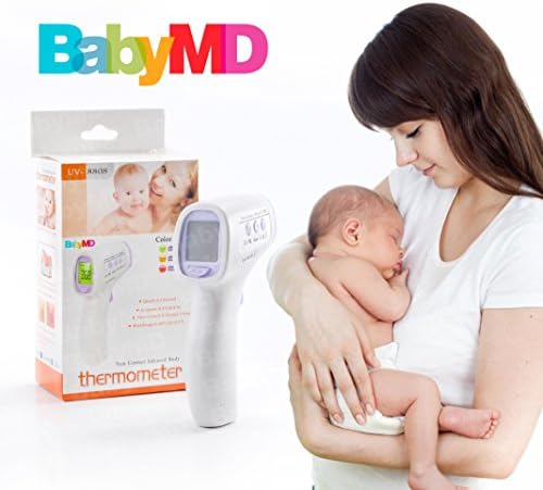 BabyMD Easy-Grip, Non-Contact Thermometer For Babies, Children, Adults and Objects - Infrared Light Temperature Measurement of Forehead &amp; Ear, Food &amp; Drink and Room &amp; Object Surfaces