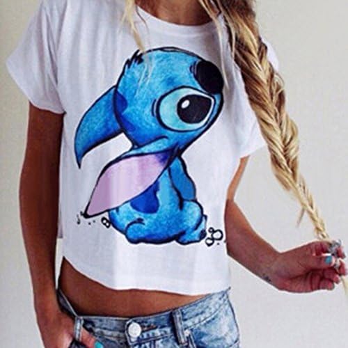 Acaciafashion Girls Summer T-Shirts Round Neck Short Sleeve Crop Tops - 4 M