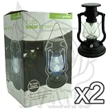 New 7 LED Black Solar Garden Lantern - 18 cm Tall - Completely powered by sun - Install anywhere - Weatherproof (Pack of 2)