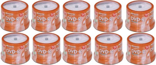 Memorex (10)50PK DVD-R 16X 4.7 GB, Total of 500 DVDs