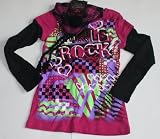 Self Esteem Girls Fashion Shirt with Hat Pink/Black Multi Self Esteem Girls Fashion Shirt with Hat Pink/Black Multi