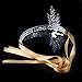 Pixnor Luxury Bling 1920s Flapper Great Gatsby Tiara Pearl Crown Bridal Wedding Head Hair