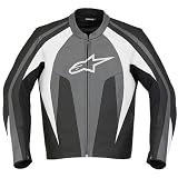 Alpinestars Stunt Men's Leather Street Racing Motorcycle Jacket - Color: Gray, Size: 46