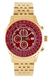 Burgmeister Savannah BM320-249 Herren Chronograph gold rotes Zifferblatt mit 8 Diamanten Datum/Tag/Monat doppelte Sicherheitsfaltschlie&szlig;e