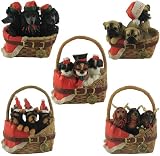 Club Pack of 64 American Kennel Club Dog in a Basket Christmas Figures 2.75"