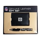 Oakland Raiders Leather Tri-Fold Wallet & Comfort Grip Pen Gift Set