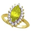 14K Yellow Gold Peridot and Diamond Ring