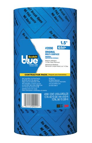 ScotchBlue Painters Tape 2090-1.5A-CP, 1-1/2 Inches by 60 Yards, 6 Rolls