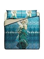 Tele d'autore by MANIFATTURE COTONIERE Edredón Mucha-La Luna (Turquesa)