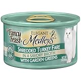Fancy Feast Gourmet Cat Food, Shredded Turkey Fare in Broth with Garden Greens, 3-Ounce Cans (Pack of 24)