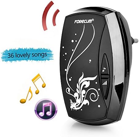 Crenova® 36 Tunes Song LED Waterproof Wireless Remote Control Receiver Doorbell Home Security Door Bell Chime (Black, Waterproof LED)