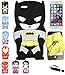 Bukit Cell 3D Superhero Case Bundle 4 Items: Batman Black Cute Justice League Cartoon Soft Silicone Case for 4.7 Inch iPhone 6s / 6, Cleaning Cloth + Screen Protector + Metallic Stylus Pen