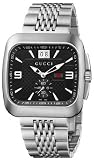 Gucci G Coupe Quartz Black Dial Leather Strap Mens Watch YA131305