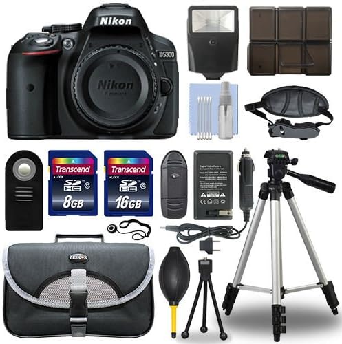 Nikon D5300 24.2 MP Digital SLR Camera Body + Tripod + Transcend 24GB Top Accessory Bundle