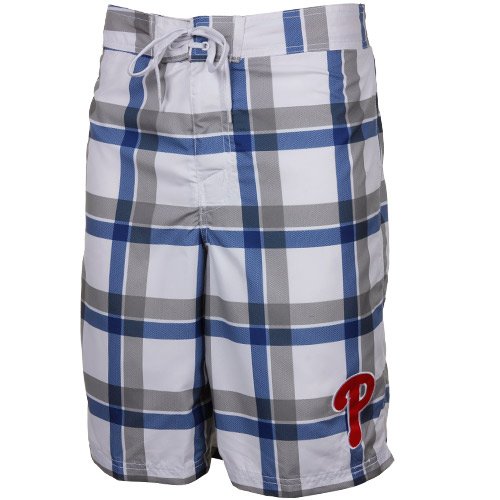 MLB Philadelphia Phillies Plaid Boardshort - White/Royal Blue (XX-Large) at Amazon.com
