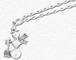 Solid Sterling Silver Pearl Snowman Necklace