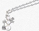 Solid Sterling Silver Pearl Snowman Necklace