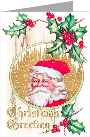 Victorian Santa Wishing you a Merry Christmas and Happy New Year Holiday Vintage Greeting Cards Boxed Set