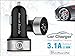 TopG [Lifetime Warranty] Dual USB Ports 3.1A Portable USB Car Charger for iPhone 5 5S 5C 4 4S,iPad 4 3 2,iPad mini,iPad air Battery Power Supply for All Apple Device (Lightning Cable/Adapter Not Included)- (Black+Silver)