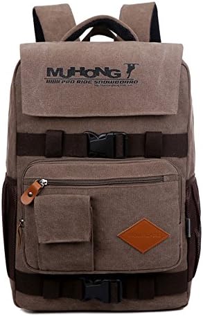 S-cool shop High Quality Weekend Travel Rucksack Retro Style School Backpack with16 Inch Laptop Compartment Durable Canvas Material(khaki)