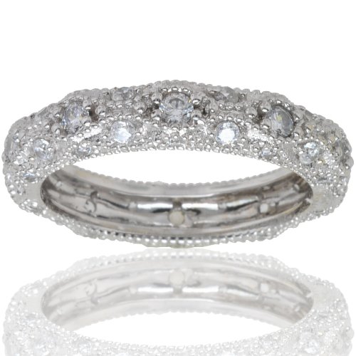 Michael Valitutti 14K White Gold Eternity Cubic Zirconia Signity Stone Ring.