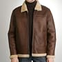 BGSD Men's Flight Lamb Shearling Bomber Jacket - Red Brown Large