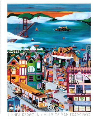 Hills of San Francisco Art Poster Print by Linnea Pergola, 27x33