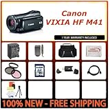 Canon VIXIA HF M41 Flash Memory Camcorder with SSE Premium Kit: Extra Batte ....