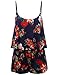 Floral Sleeveless Spaghetti Strap Overlay Romper Navy M