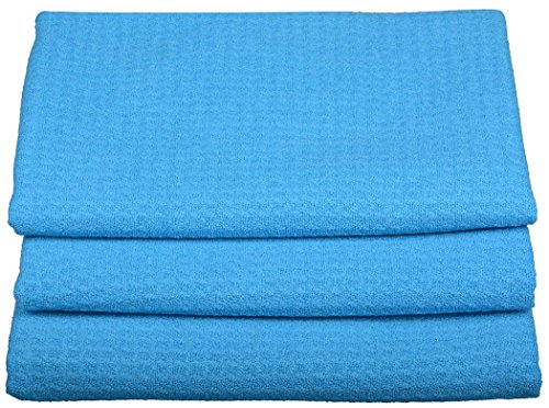 Sinland Waffle Weave Microfiber Kitchen Towels Dish Cloths 16 Inch X 24 Inch 3 Pack Turquoise