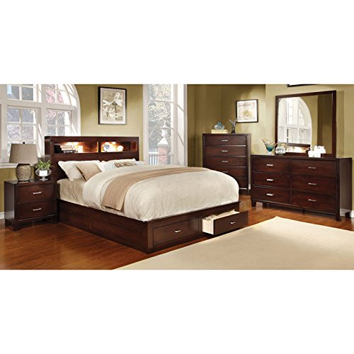 Keller Contemporary Style Brown Cherry Finish Eastern King Size 6Piece