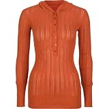 FULL TILT Henley Womens Hoodie Sweater - Orange