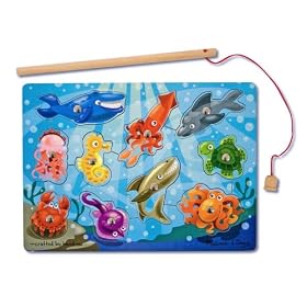 Melissa & Doug Magnetic Wooden Fishing Game with Magnetic Fishing Pole