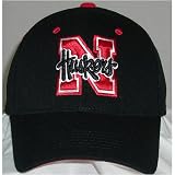 Nebraska Cornhuskers One-Fit NCAA Cotton Twill Flex Cap (Black)