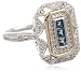 S&G Sterling Silver and 14k Yellow Gold Blue Sapphire and Diamond-Accent Art Deco Style Ring (0.12 cttw, I-J Color, I3 Clarity)