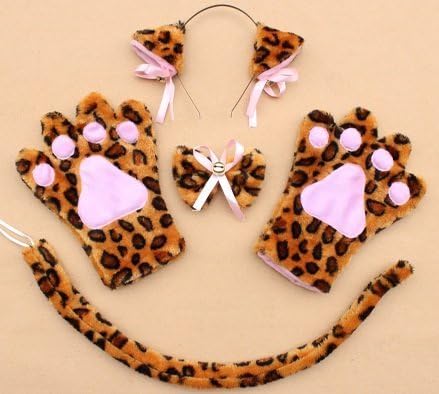 Cat hand tail ribbon cat ear bell with leopard print: 5-piece set this mew Moe Moe D.Spot- (japan import)