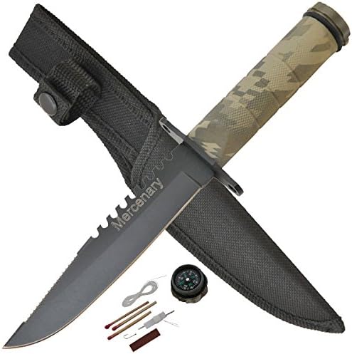Mini Survival Knife W/ Sheath &amp; Compass (Digital Camo Mercenary)