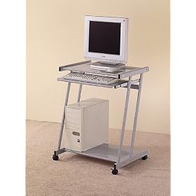 Contemporary Silver Finish Computer Workstation Office Desk/Table